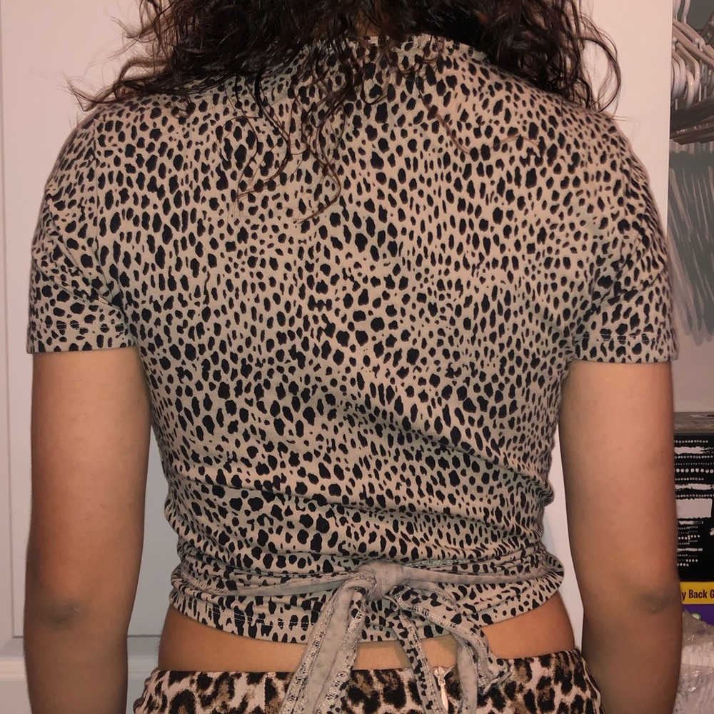 Cheetah print wrap around crop top